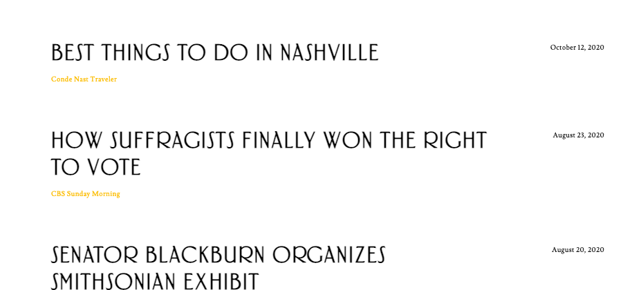 Screenshot showing the press_clippings module layout