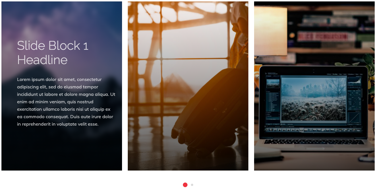 Screenshot showing the three_by_slider module layout